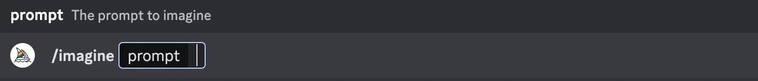 Midjourney Prompt-Eingabefeld im Discord-Chat
