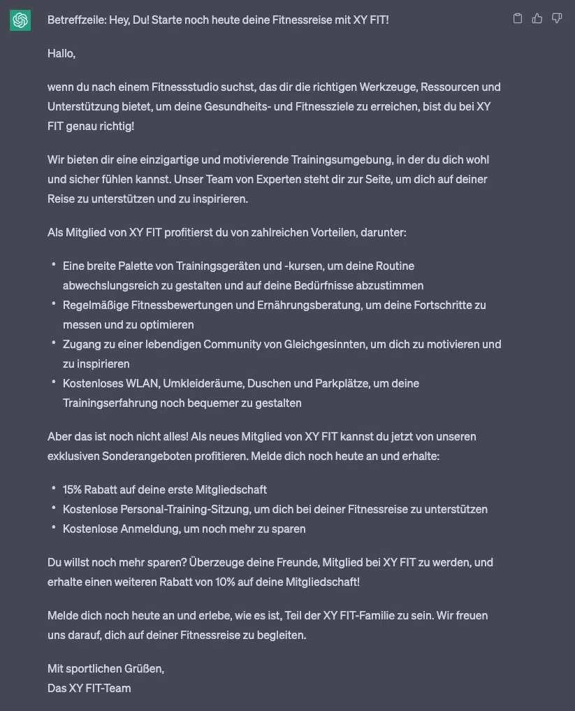 ChatGPT als Copywriter