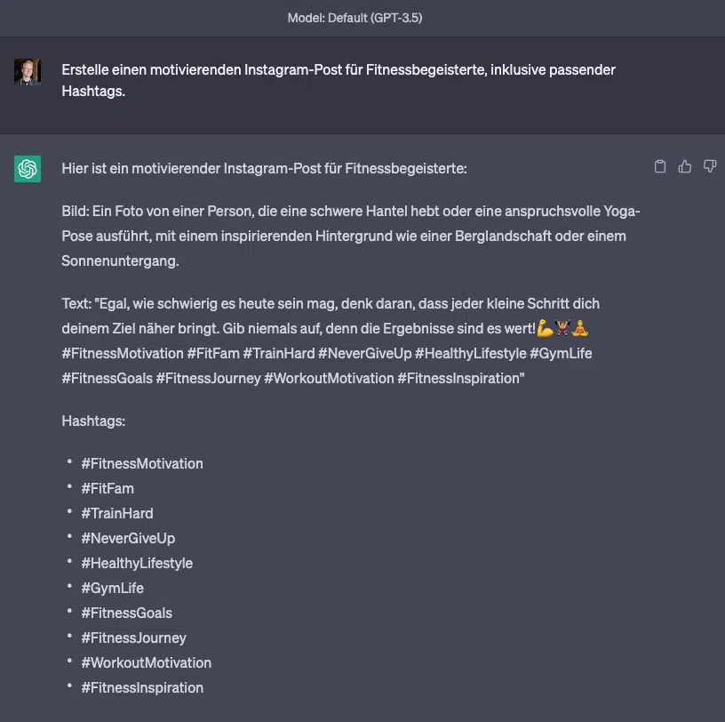 ChatGPT erstellt Social Media Posts