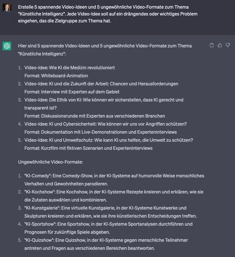 ChatGPT für YouTube Videos