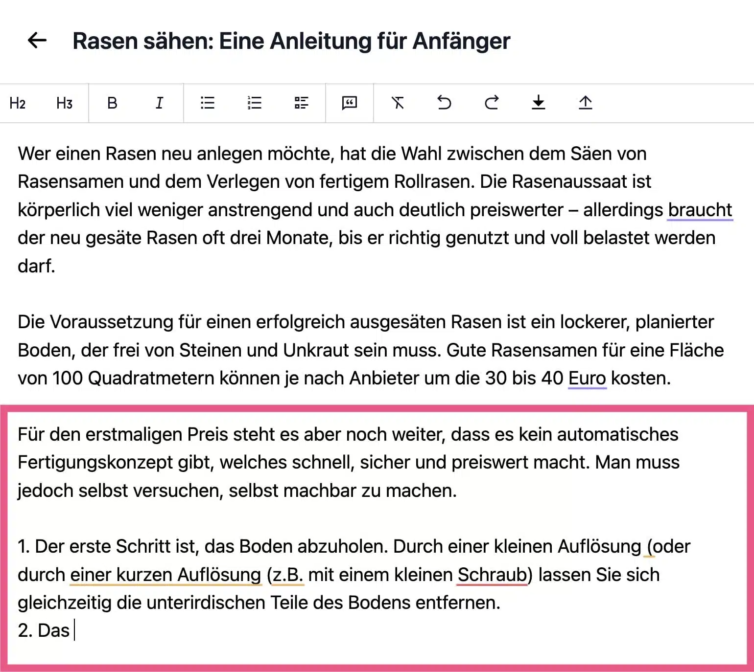 Mit der Weiterschreiben-Funktion von Neuraltext erstellter Beispieltext
