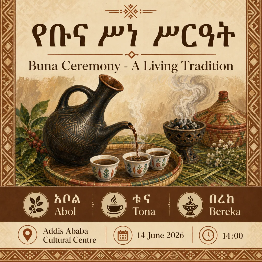 Amharisches Kaffeezeremonie-Poster
