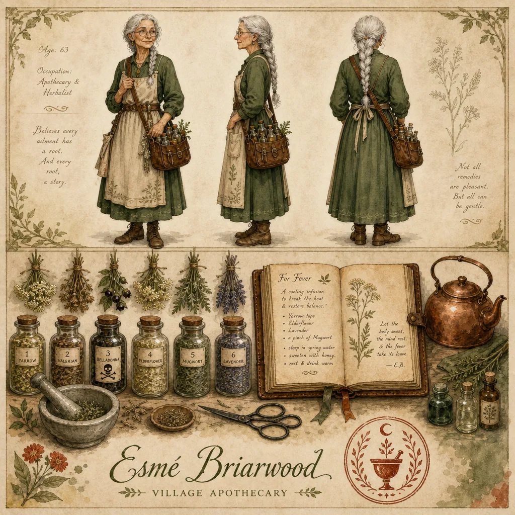 Apotheker-Hexe-Charakterblatt