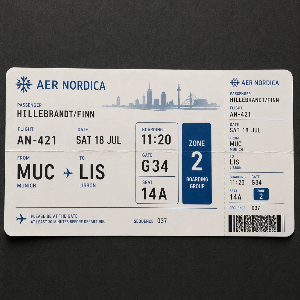 Boarding-Pass im Airline-Stil