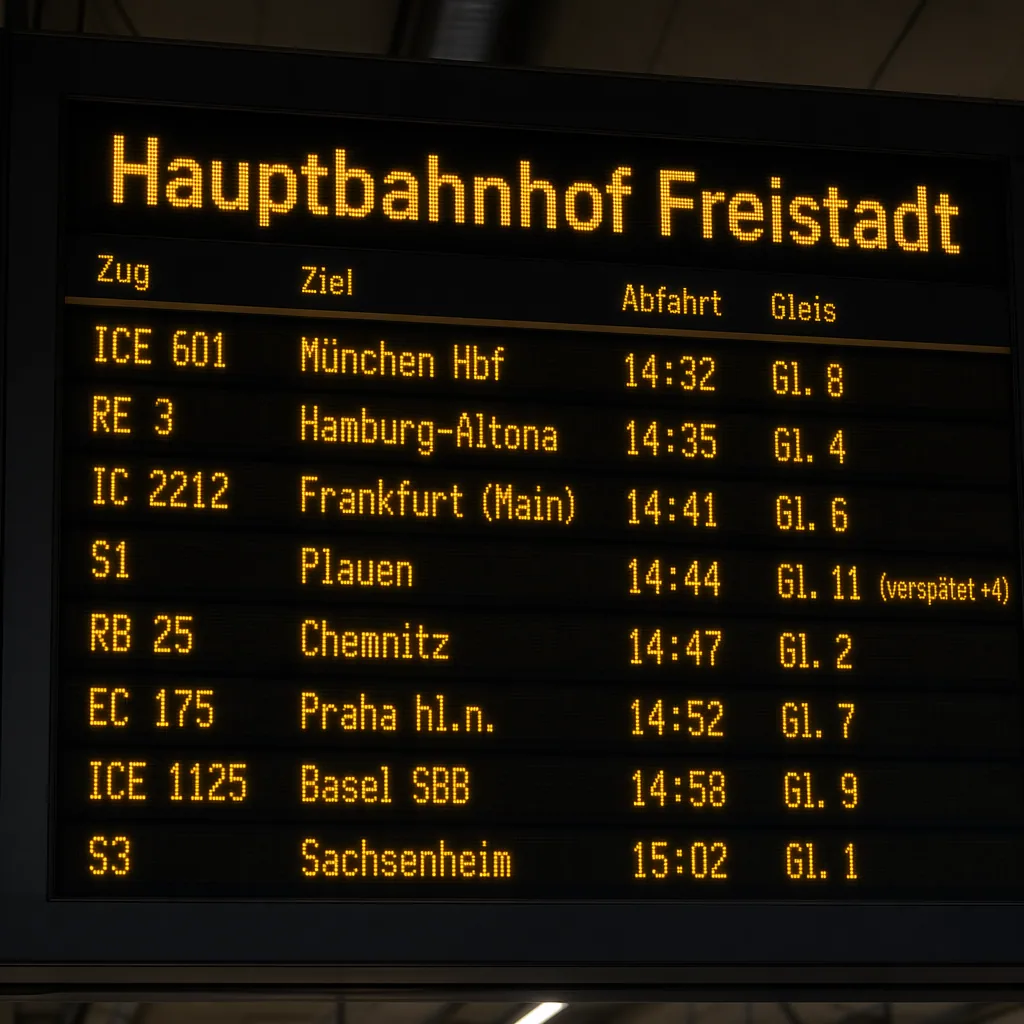 Bahnhofs-Abfahrtstafel