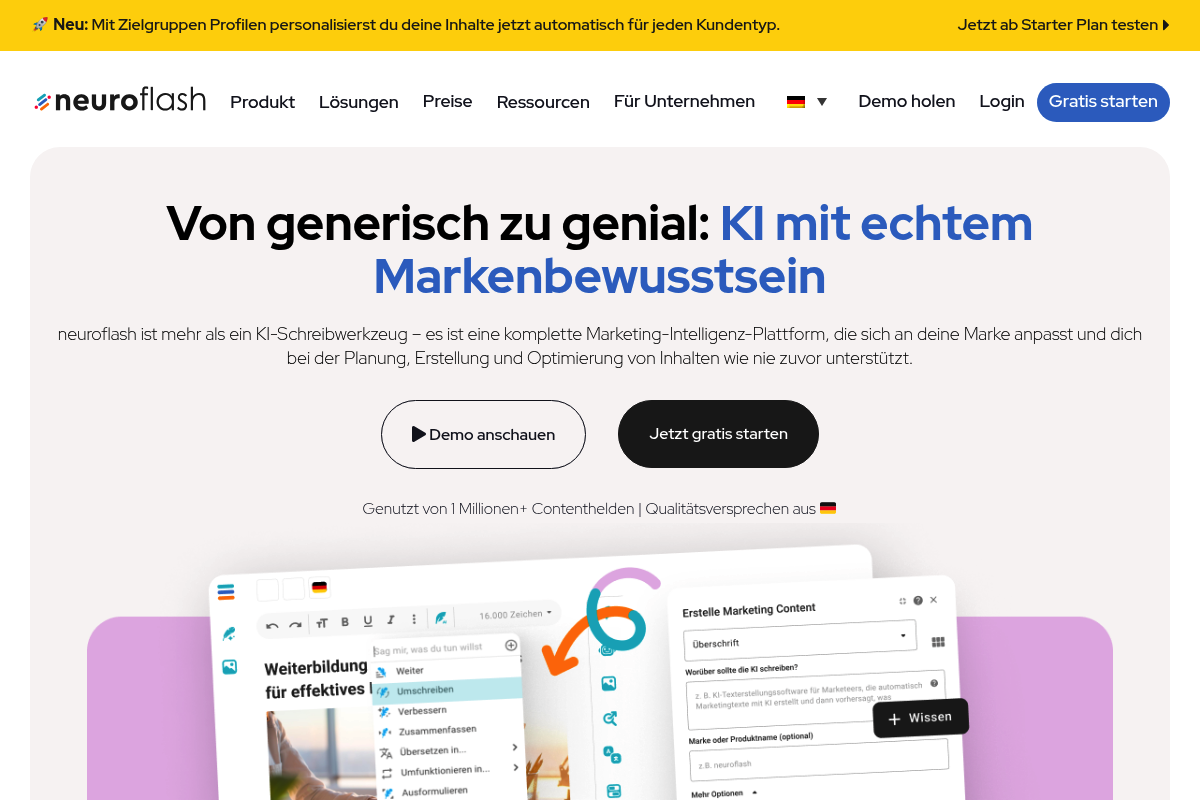 Neuroflash AI chatbot interface