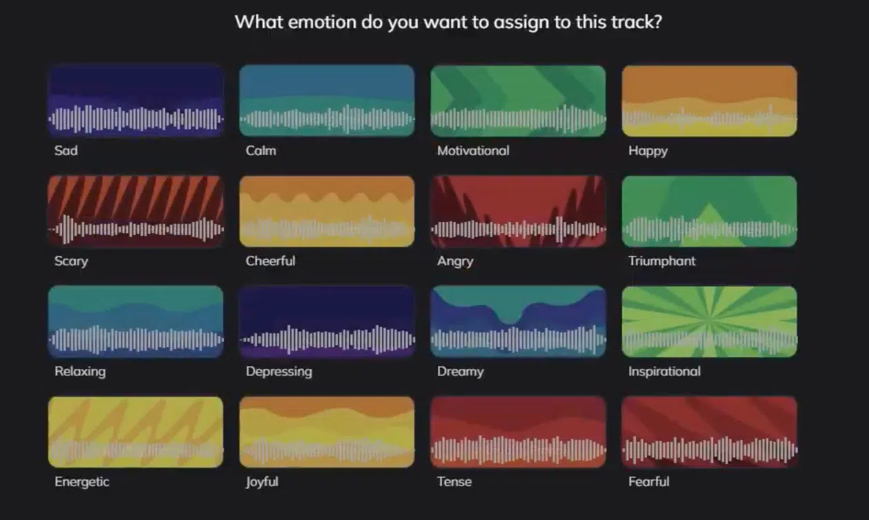 Beatoven.ai mood selection for various music styles