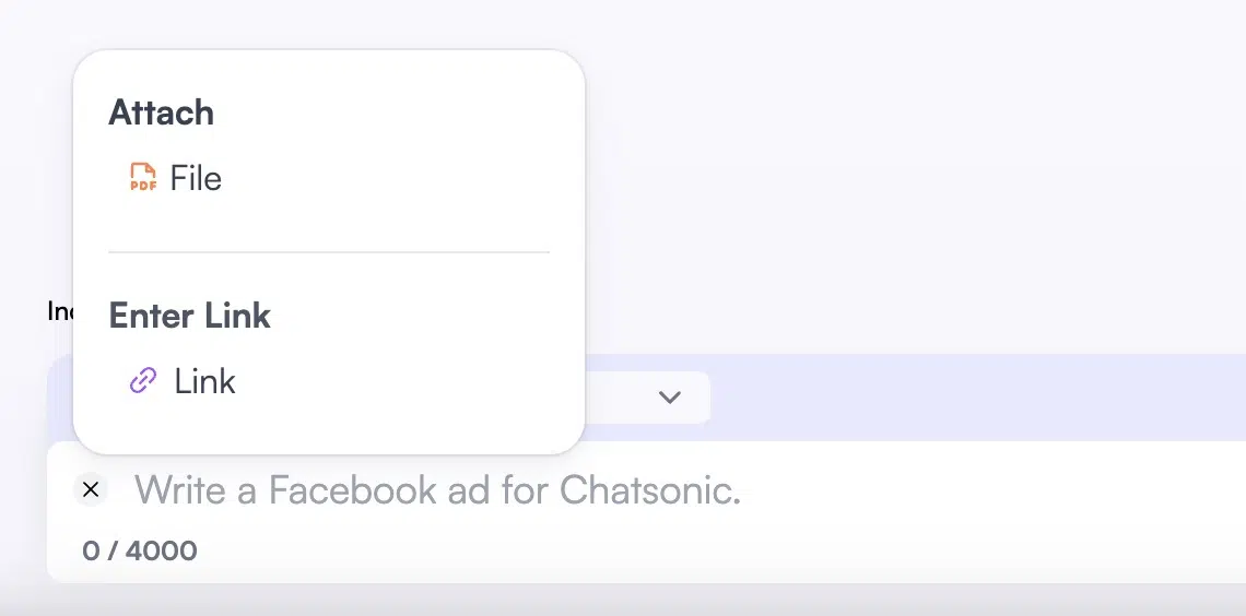 Chatsonic links and file uploads