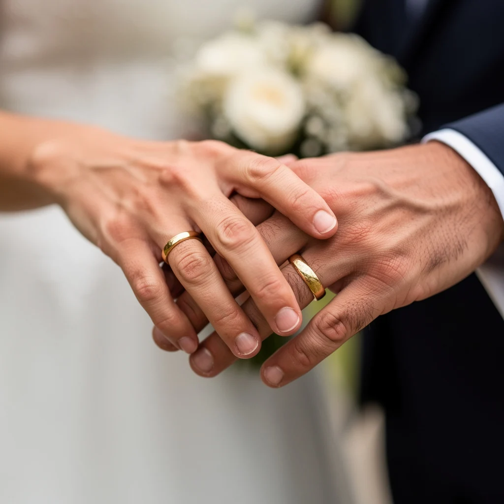 FLUX.2 [pro]: hands of a newly married couple with wedding rings