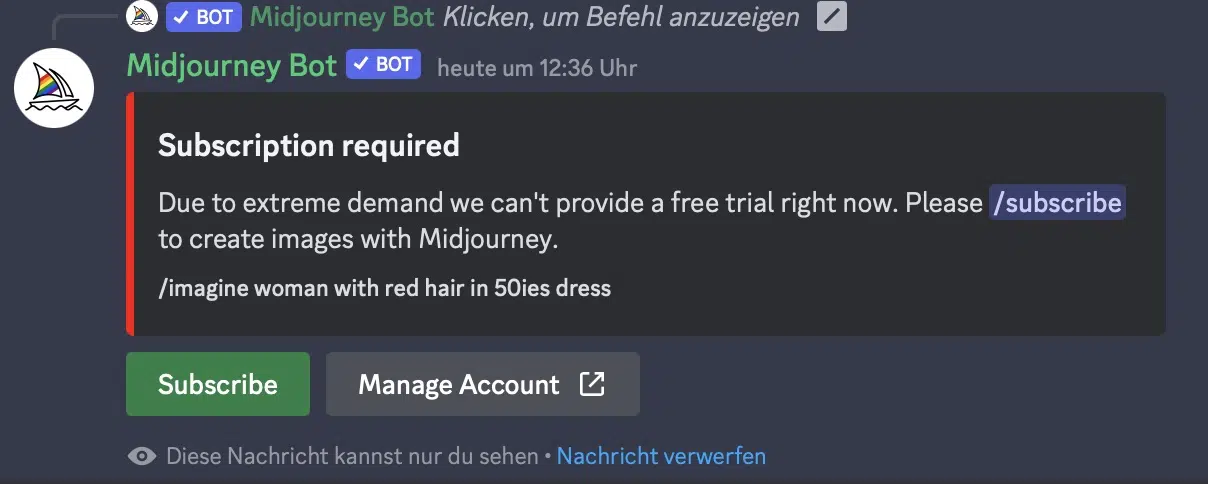 Midjourney free usage - Overview of free credits