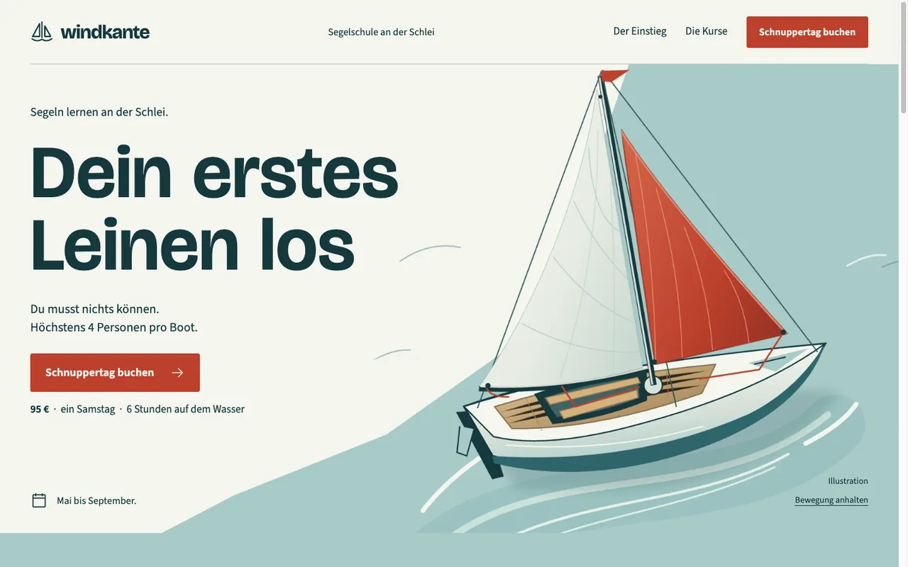 Preview of the example page for Windkante
