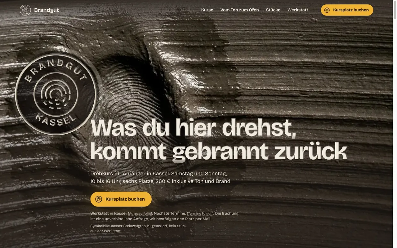 Preview of the example page for Brandgut