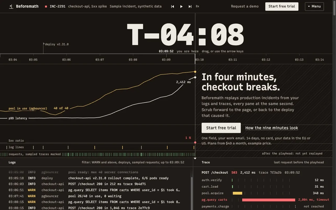 Preview of the example page for Beforemath
