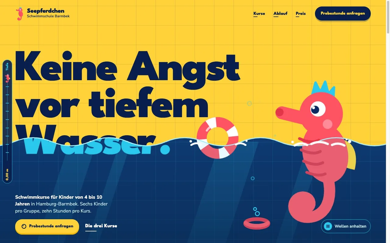 Preview of the example page for Seepferdchen Schwimmschule