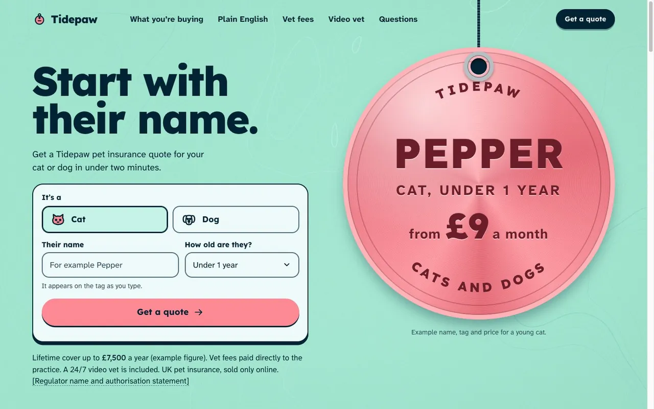 Preview of the example page for Tidepaw